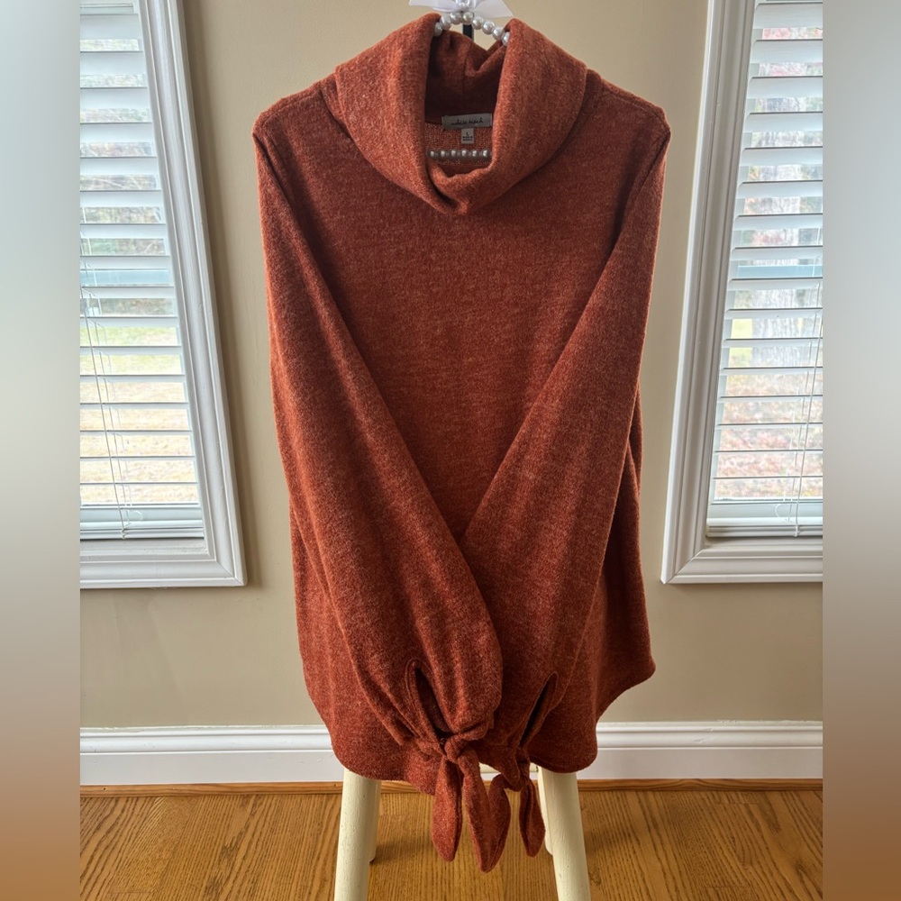 White Birch Rust Cowl Neck Sweater